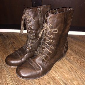 Brown flat booties